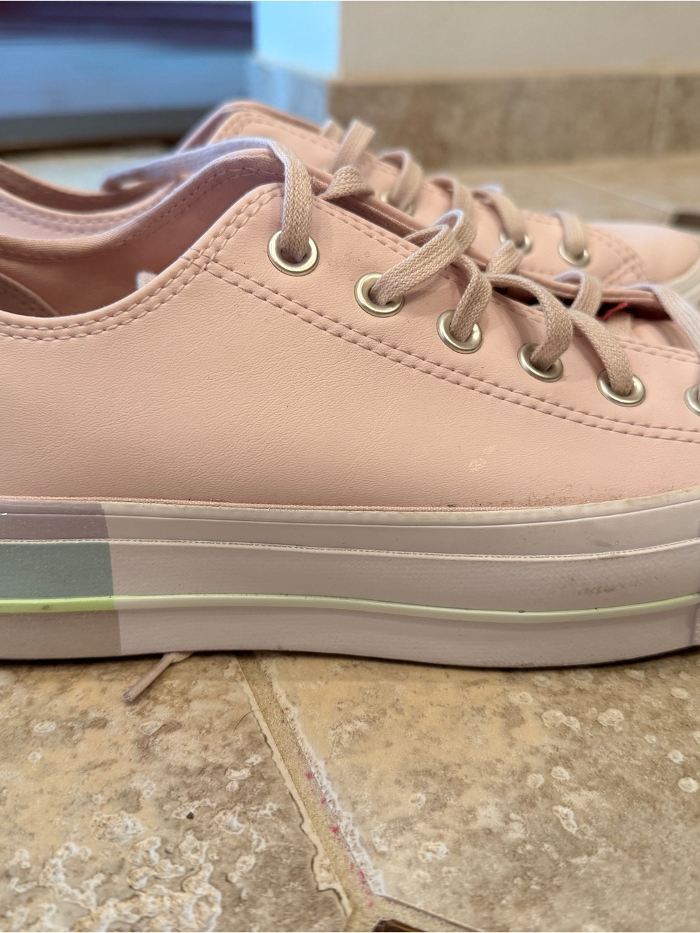 Converse Women’s Low-Top Platform Sneakers in Pale Pink